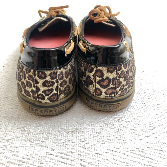 Sperry Top Slider Glitter Cheetah Print Boat Shoes - Picture 6 of 6